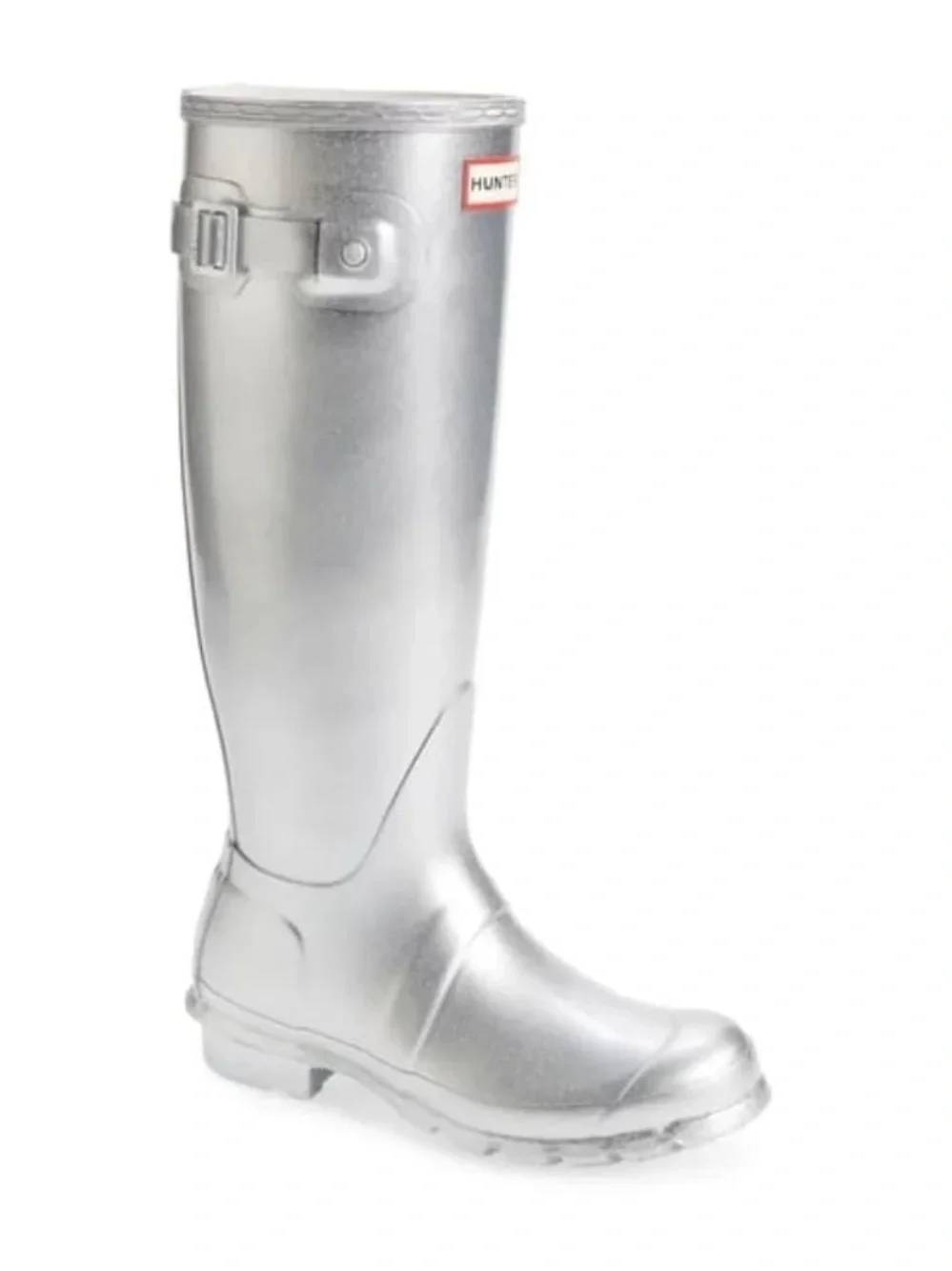Hunter Cosmo Glittery Gray Rain Boots BEW Sz 9